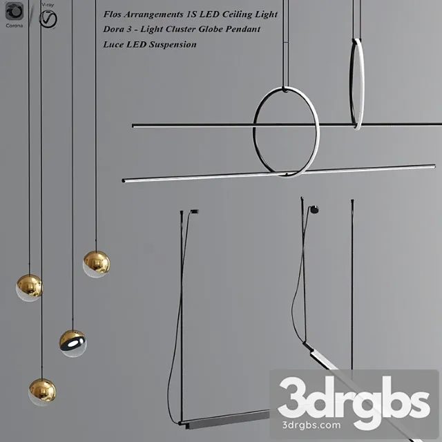 Flos linear suspension and dora pendant collection 3D Model Free
