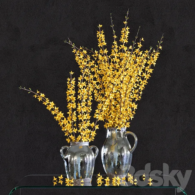 Flower Arrangement: Forsythia Set1 3DModel