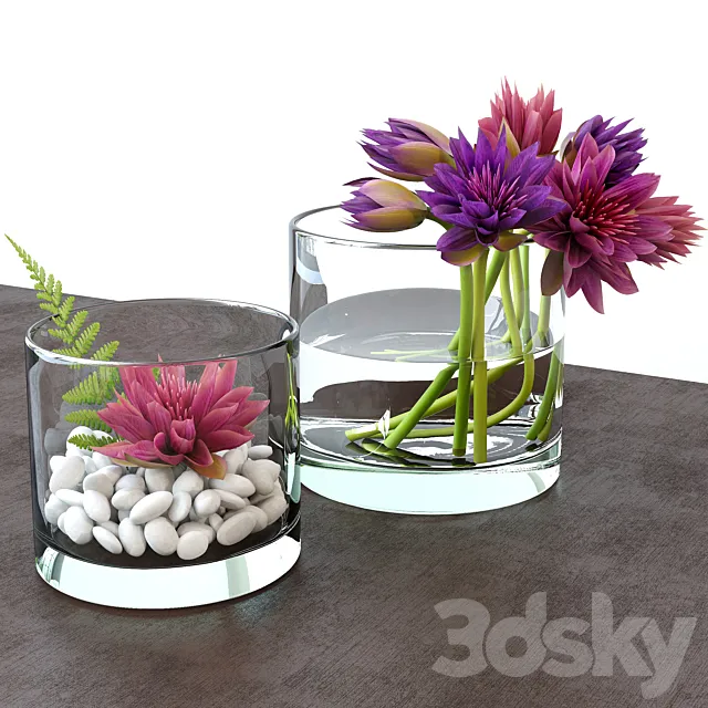 Flower arrangement in a glass vase 3DModel
