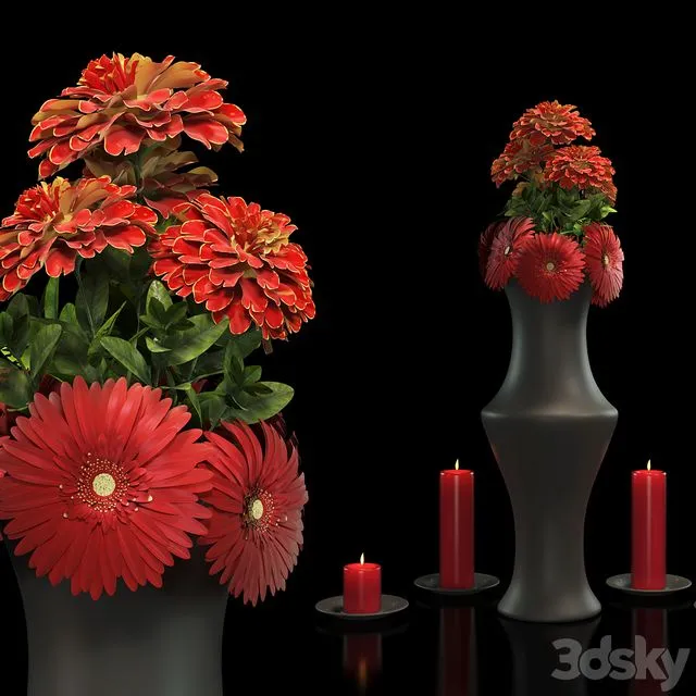 Flower Bouquet Red 3D Model