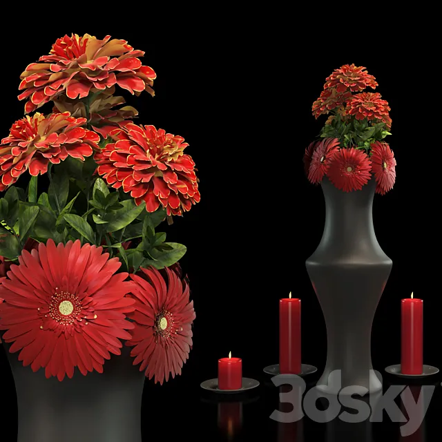 Flower Bouquet Red 3D Model