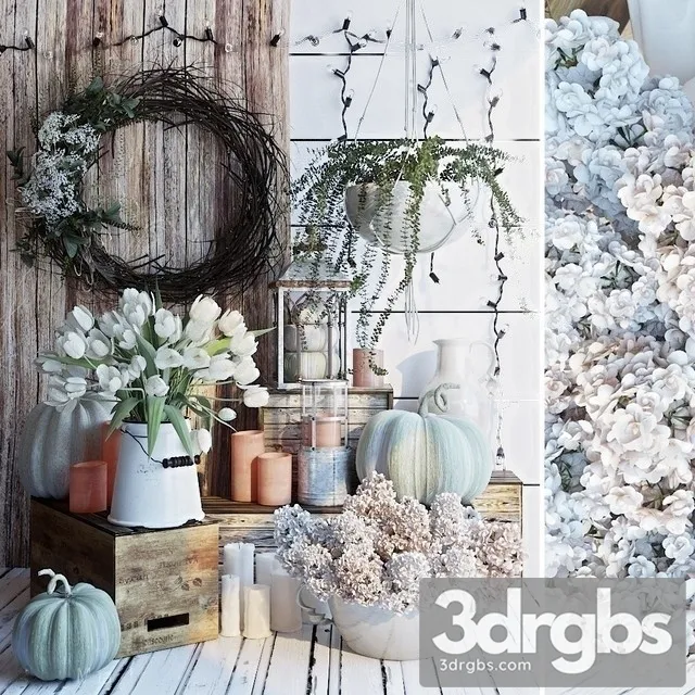 Flower Decor Set 3D Model Free