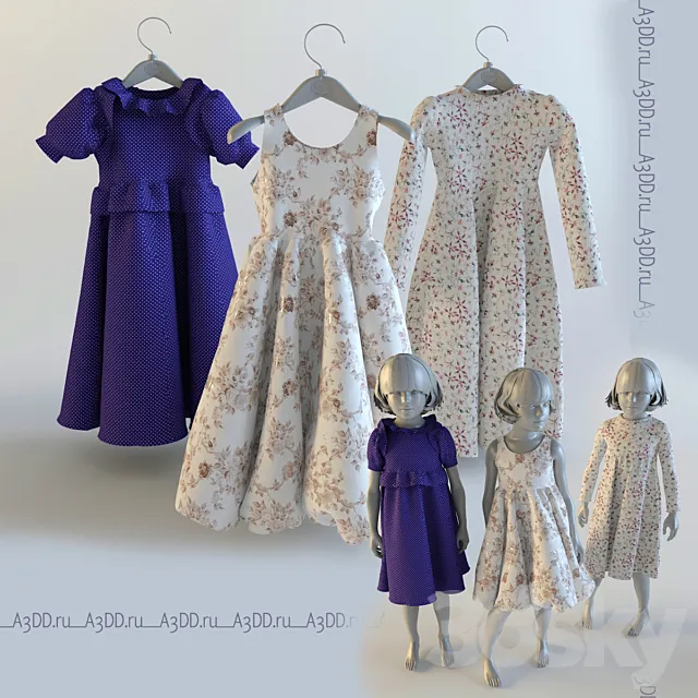 Flower Girl Dresses 3D Model