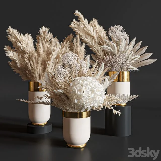 Flower Set 010 Pampas 3D Model