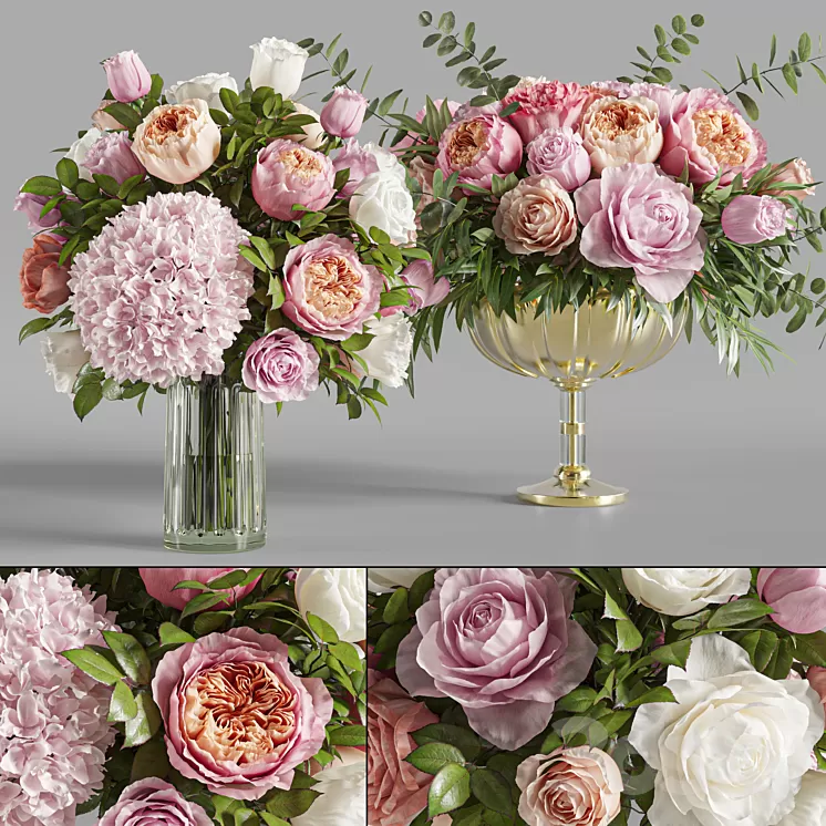 Flower Set 022 Roses 3D Model Free