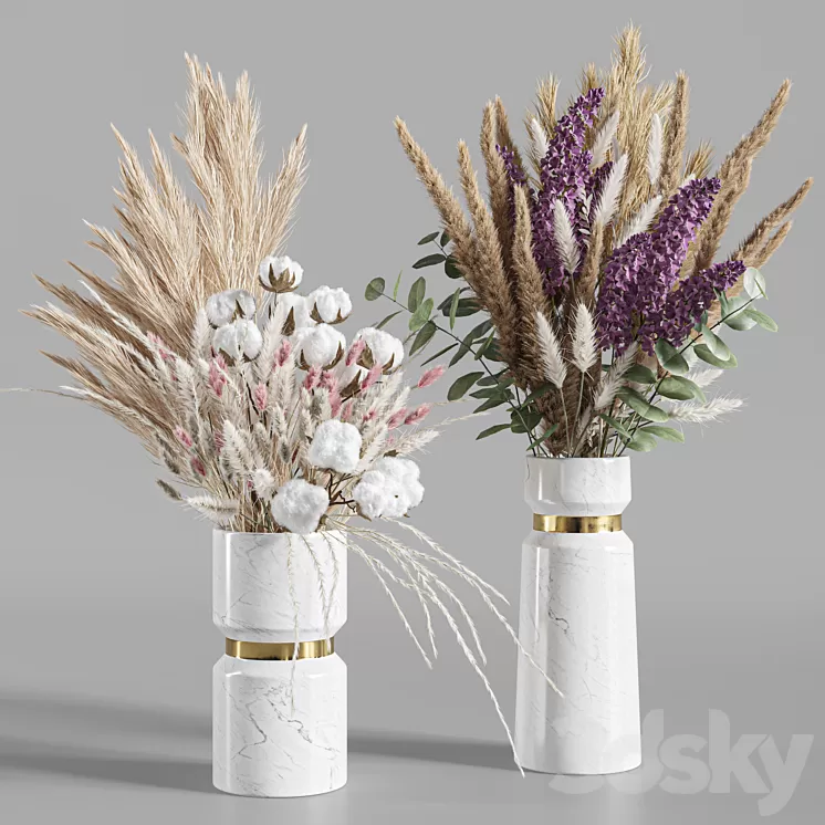 Flower Set 025 Pampas 3D Model Free