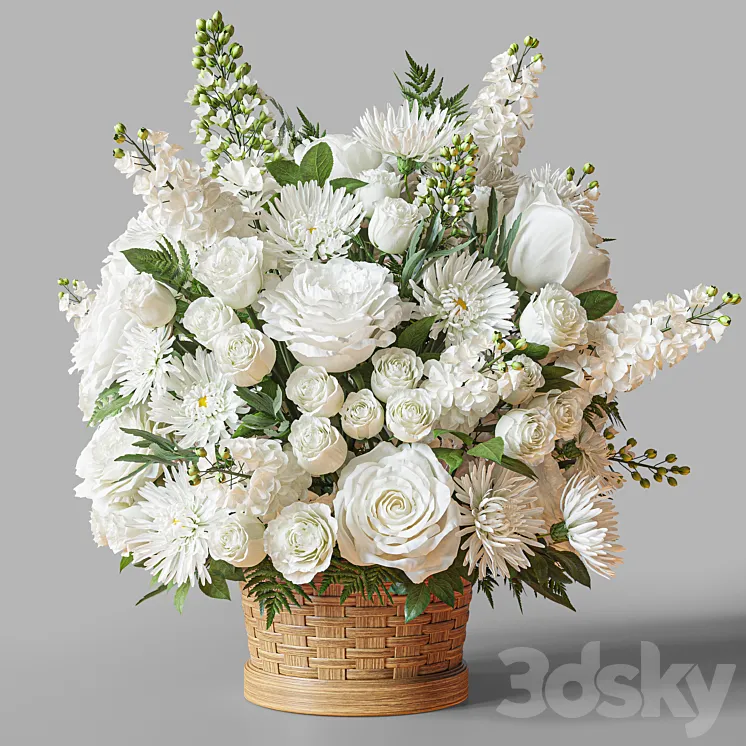 Flower Set 027 Flower basket 3D Model Free