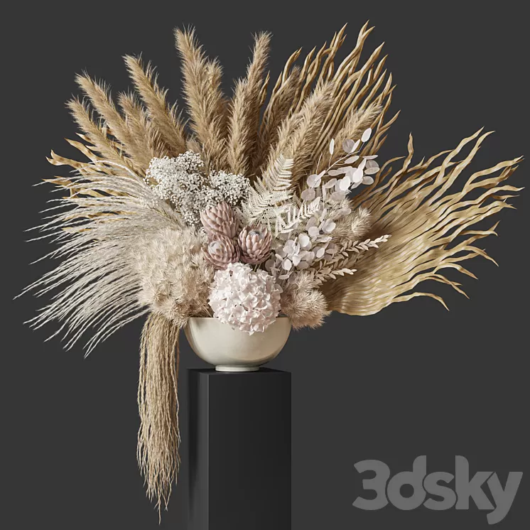 Flower Set 035 Big Pampas 3D Model Free