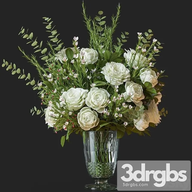 Flower Set 042 White Rose Wax Flower 3D Model Free