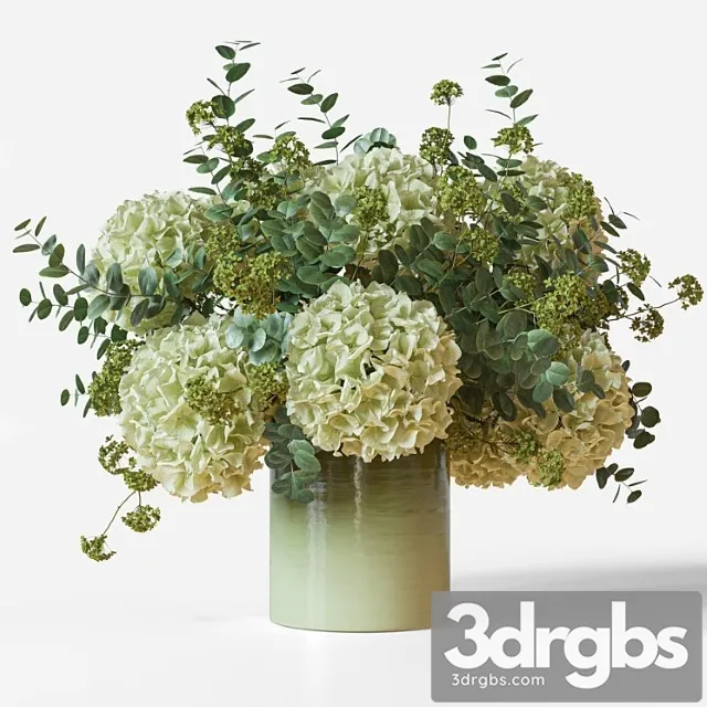Flower Set 051 Green Hydrangea 3D Model Free