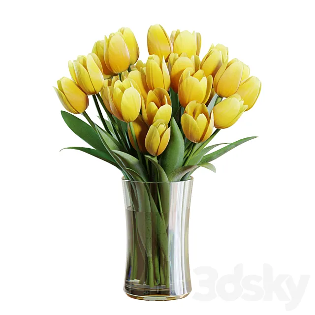 Flower Set 26 _ Yellow Tulips Bouquet Free Download