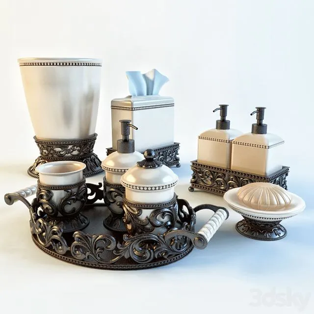 Flower set bathroom accessories decorative set 3D Model