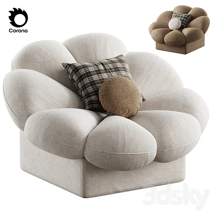 flower shape armchair 3D Model Free