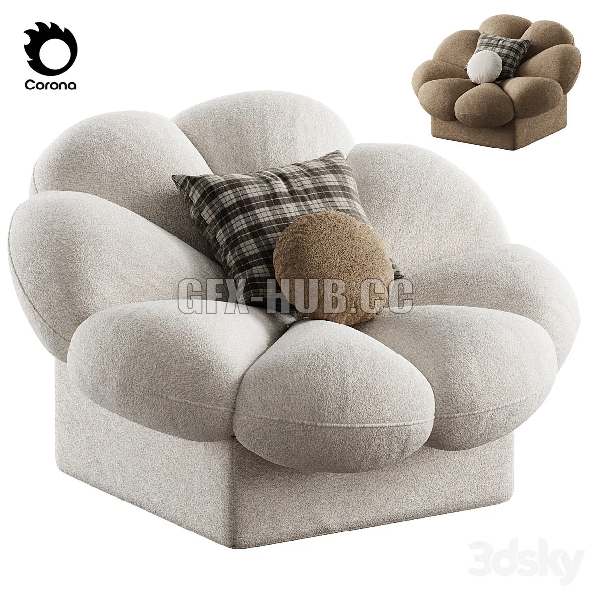 Flower shape armchair by WISEMAX FURNITURE 3D Model