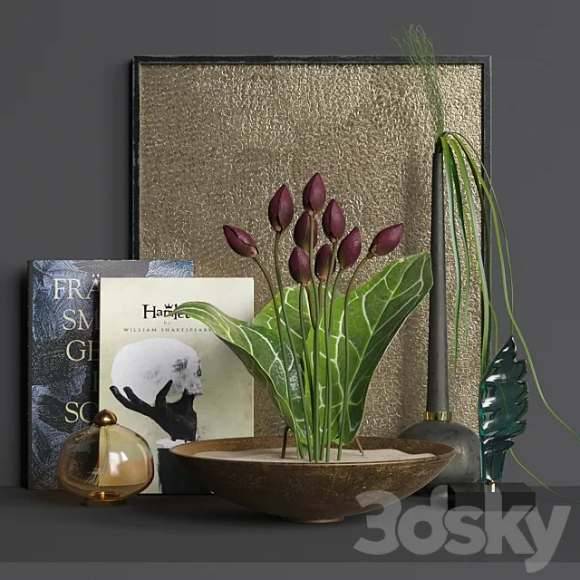 Flower tulips decor set 3D Model