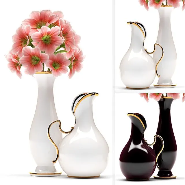 FLOWER VASE 6 (black and white) 3D Model