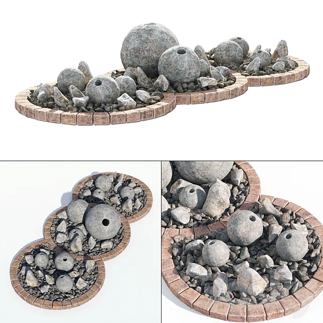 Flowerbad stone decor No. 3 _ Flowerbed with stone decor 3D Model