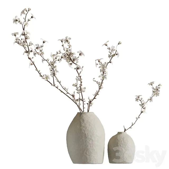 Flowering branches in a vase (2 colors) 3D Model