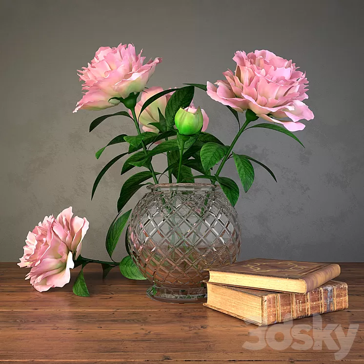 flowers and books 3D Model