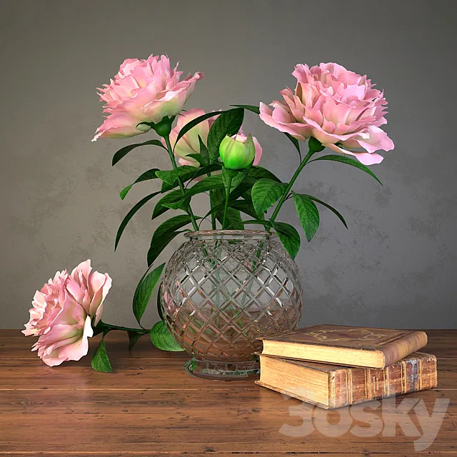flowers and books 3DModel