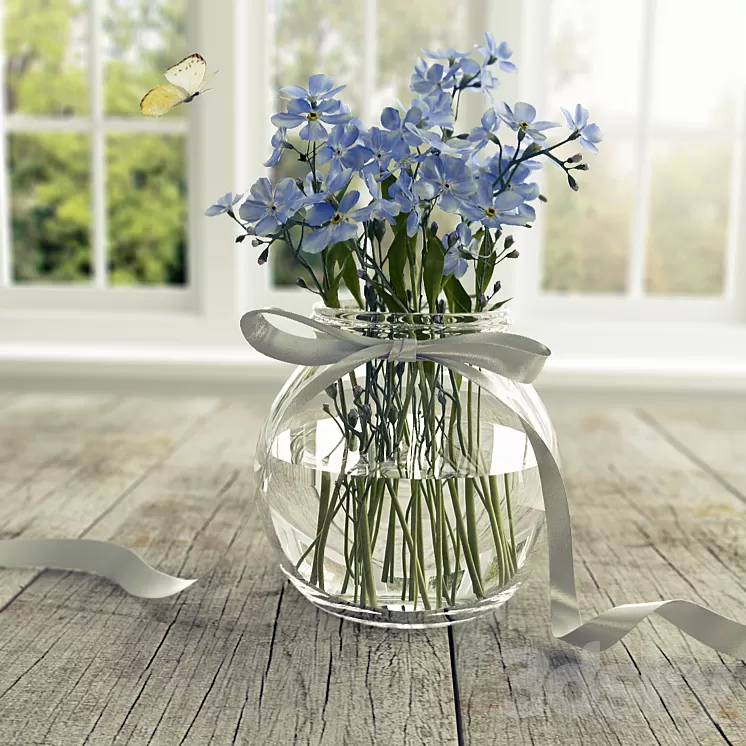 Flowers and butterfly 3D Model