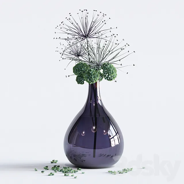 Flowers in a glass vase 3D Model