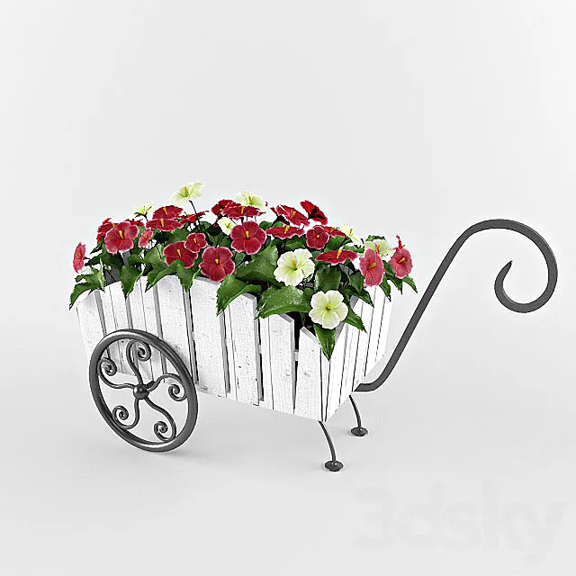 flowers in a wheelbarrow 3D Model