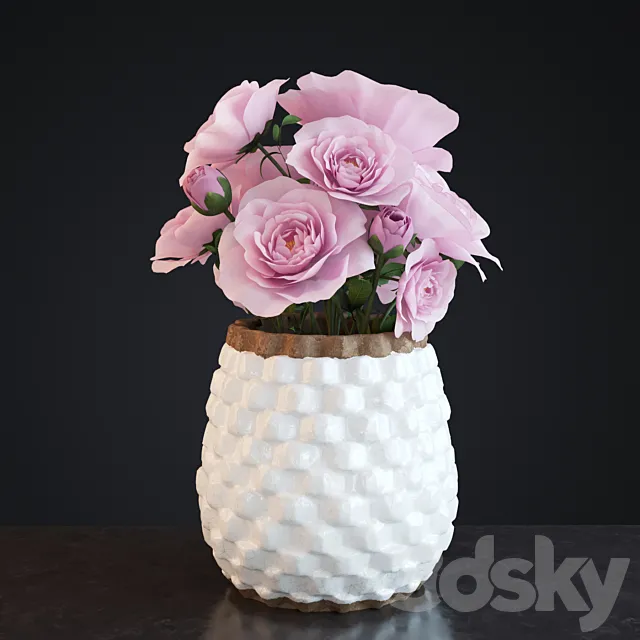 Flowers in Crate and Barrel Rati Vase 3D Model