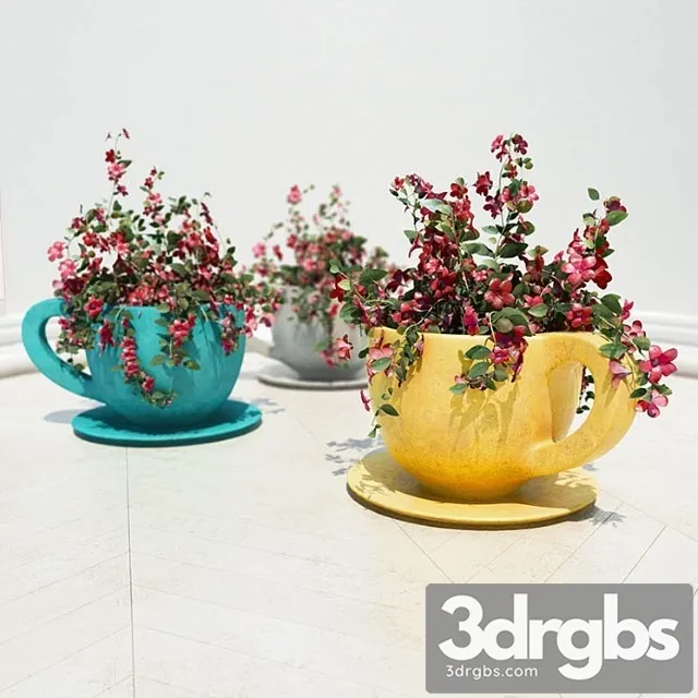 Flowers In Pots Cups Cup Flower Pot 1 3D Model Free