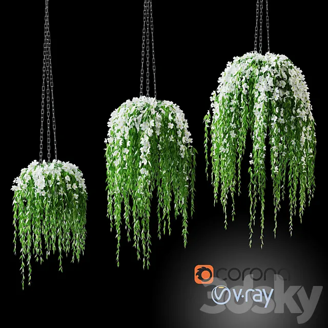 Flowers in pots on a chain 3DModel