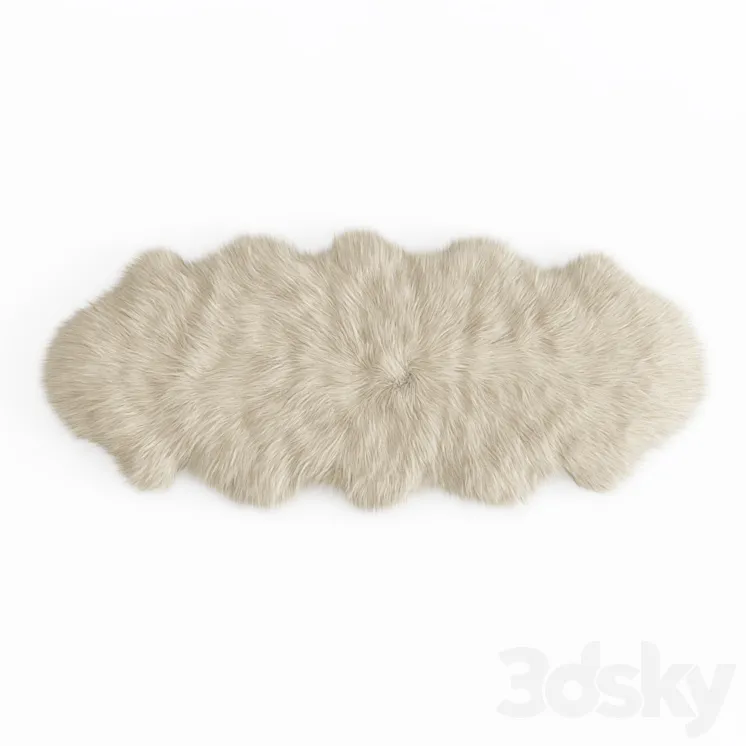 Fluffy decorative carpet made of Icelandic sheepskin fur 3D Model Free