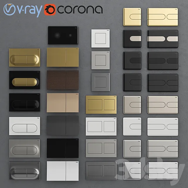 Flush buttons for installing Viega 3 3D Model