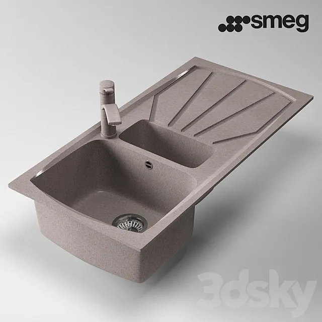 Flush composite sink Smeg LSE1015AV 3D Model