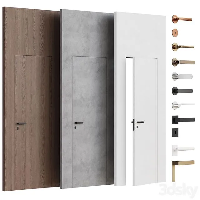 Flush-mounted doors with fittings 3D Model