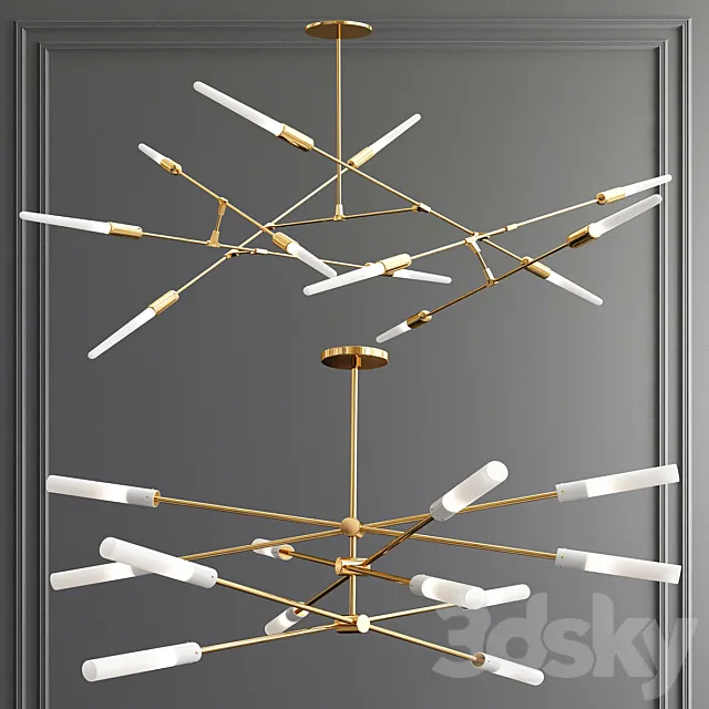 Flute 3-30 LED & Dawn Chandelier 3D Model