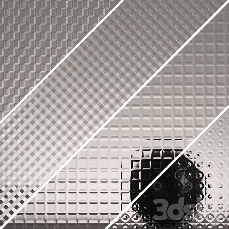 Fluted glass Set 04 3D Model Free