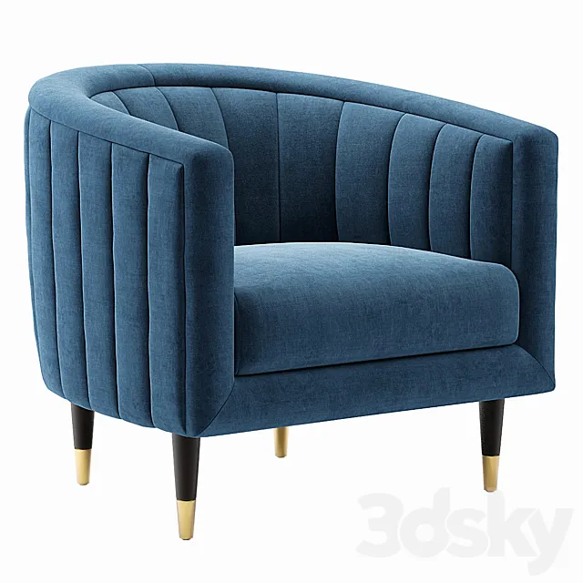 Fluted Juno Velvet Occasional Chair 3D Model