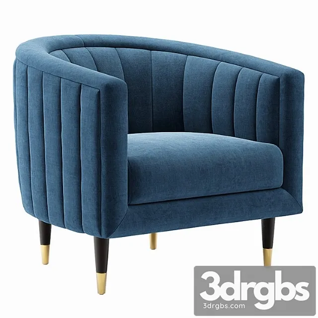 Fluted Velvet Occasional Chair 3D Model Free