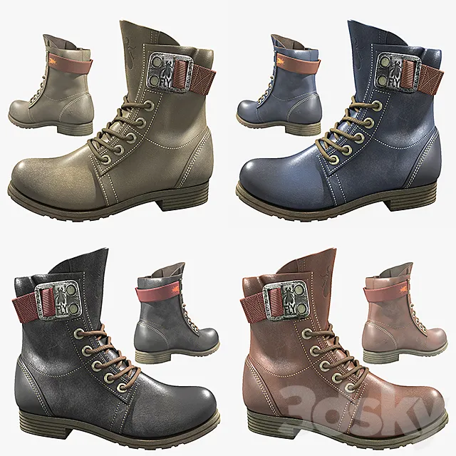 Fly London Stay Rug Women's Biker Boots 3D Model