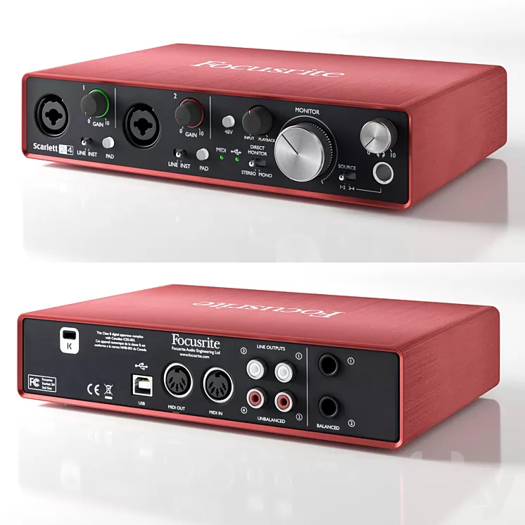 Focusrite Scarlett 2i4 2nd gen 3D Model