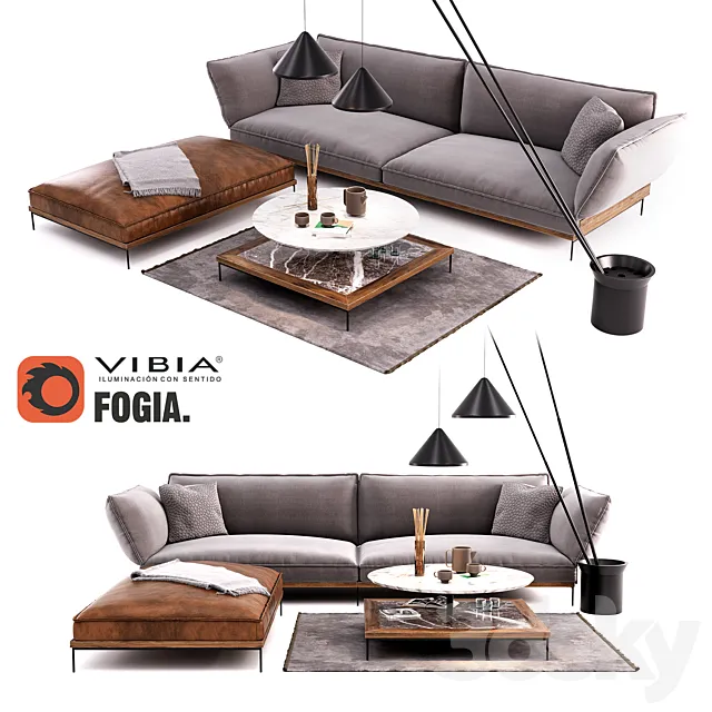 Fogia Jord Sofa Set | Vibia North Floor Lamp 3DModel
