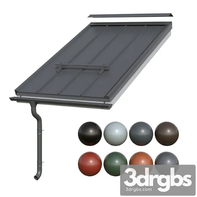 Folded roof ruukki classic and gutter system 3D Model Free