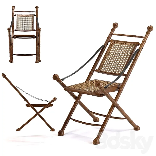 Folding Chair Colonial 3D Model