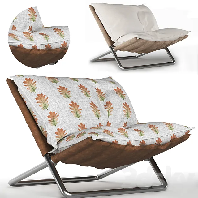 Folding chair with autumn pillow 3DModel