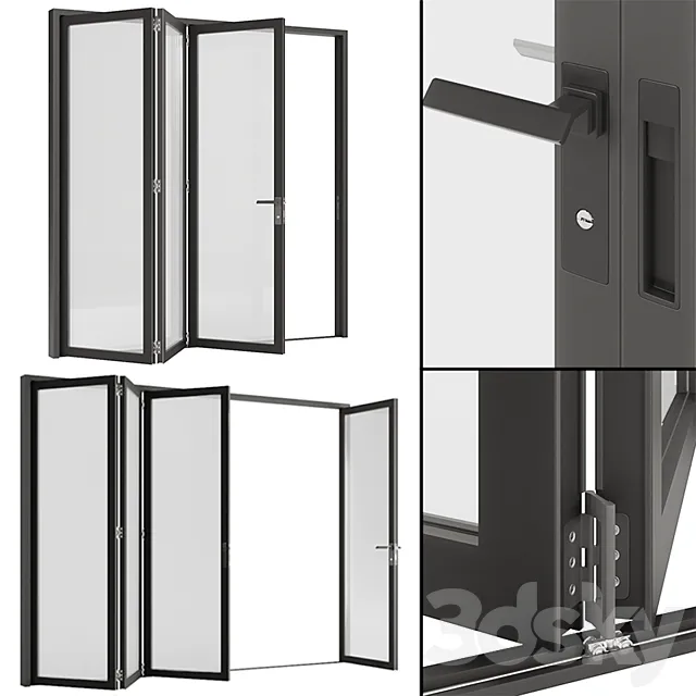 Folding sliding metal doors windows. 3D Model