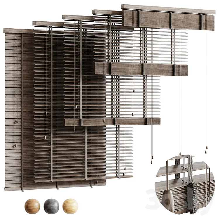 Folding wooden blinds 3D Model Free