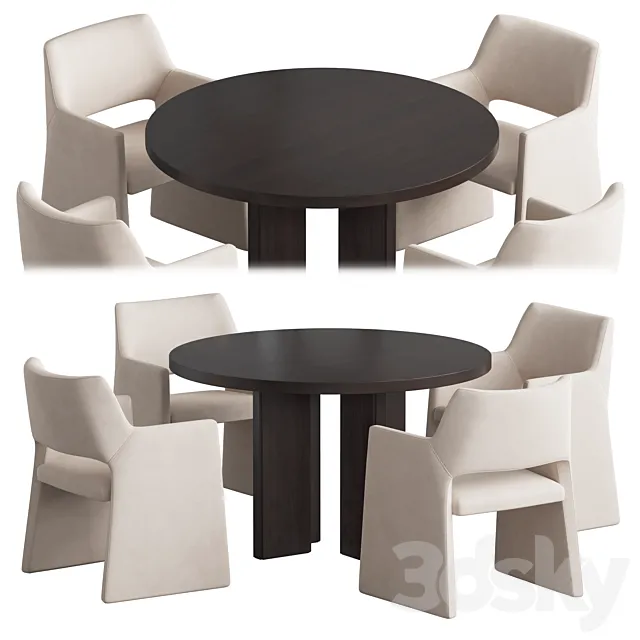 Foley Faux chair Wood table 3D Model