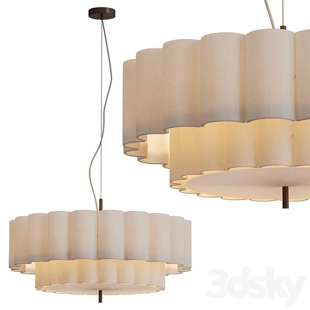 Folia large scalloped natural linen pendant 3D Model