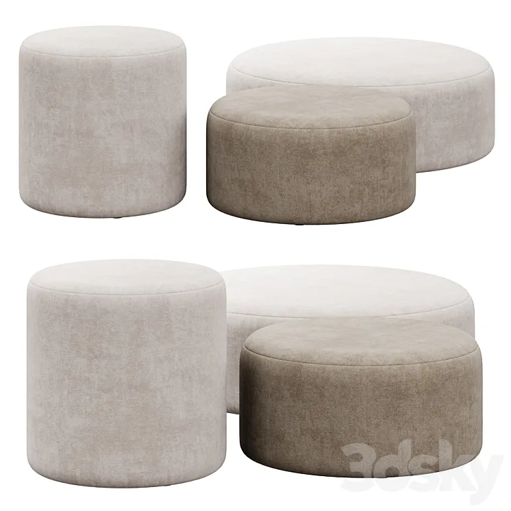 Folk pouf collection by noo.ma 3D Model Free