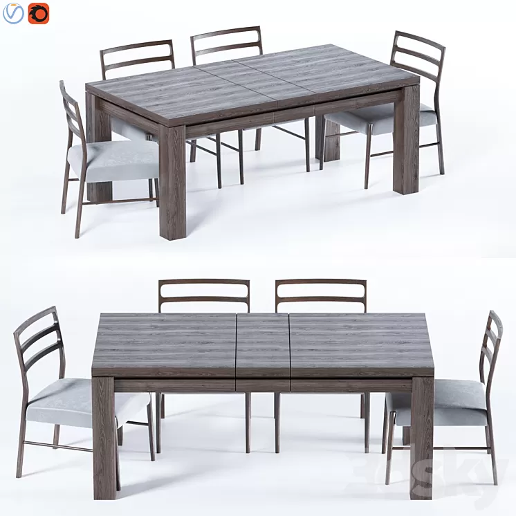Folsom Storage Extending Dining Table 3D Model